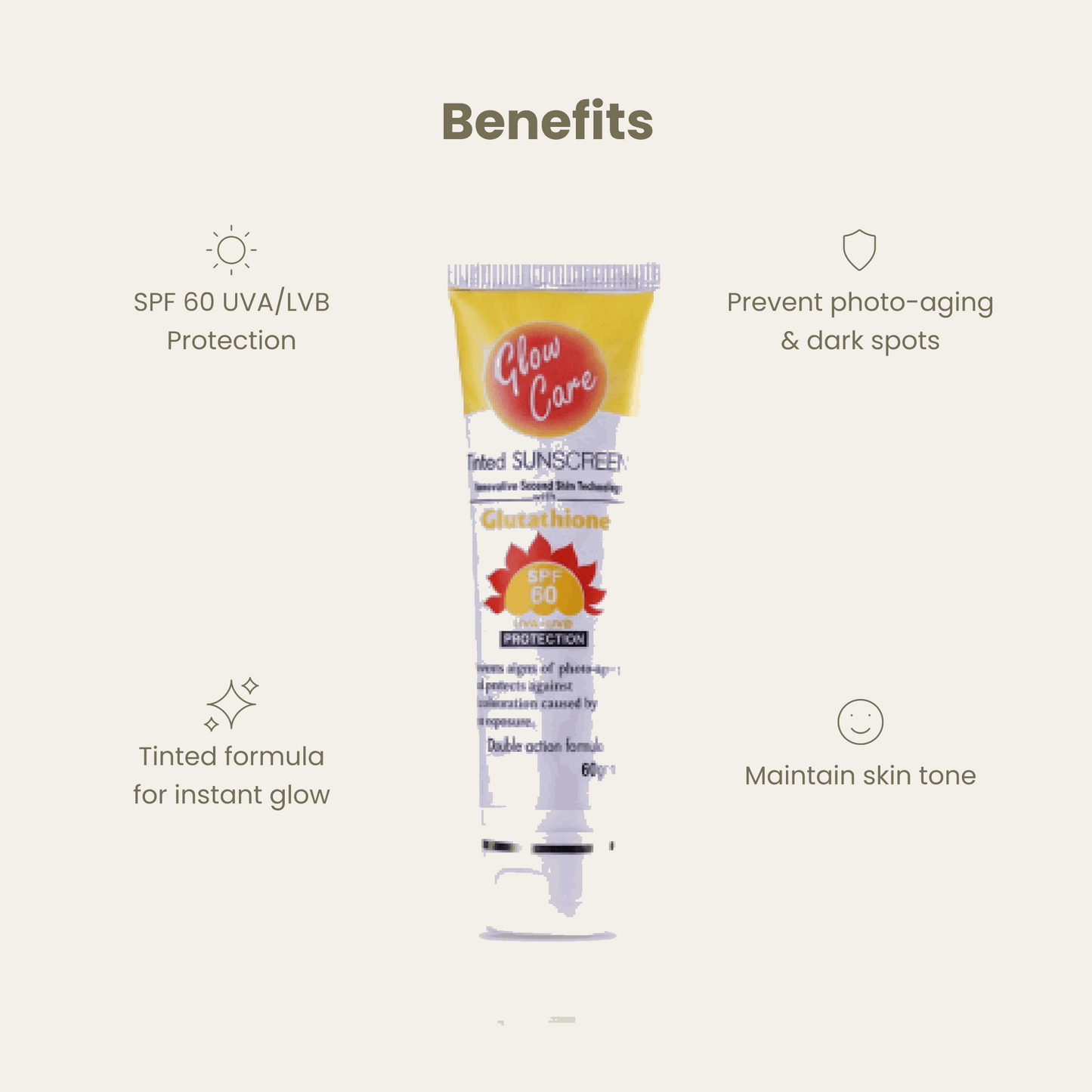GlowCare Sunscreen SPF 60 | Zinc Oxide + Avobenzone