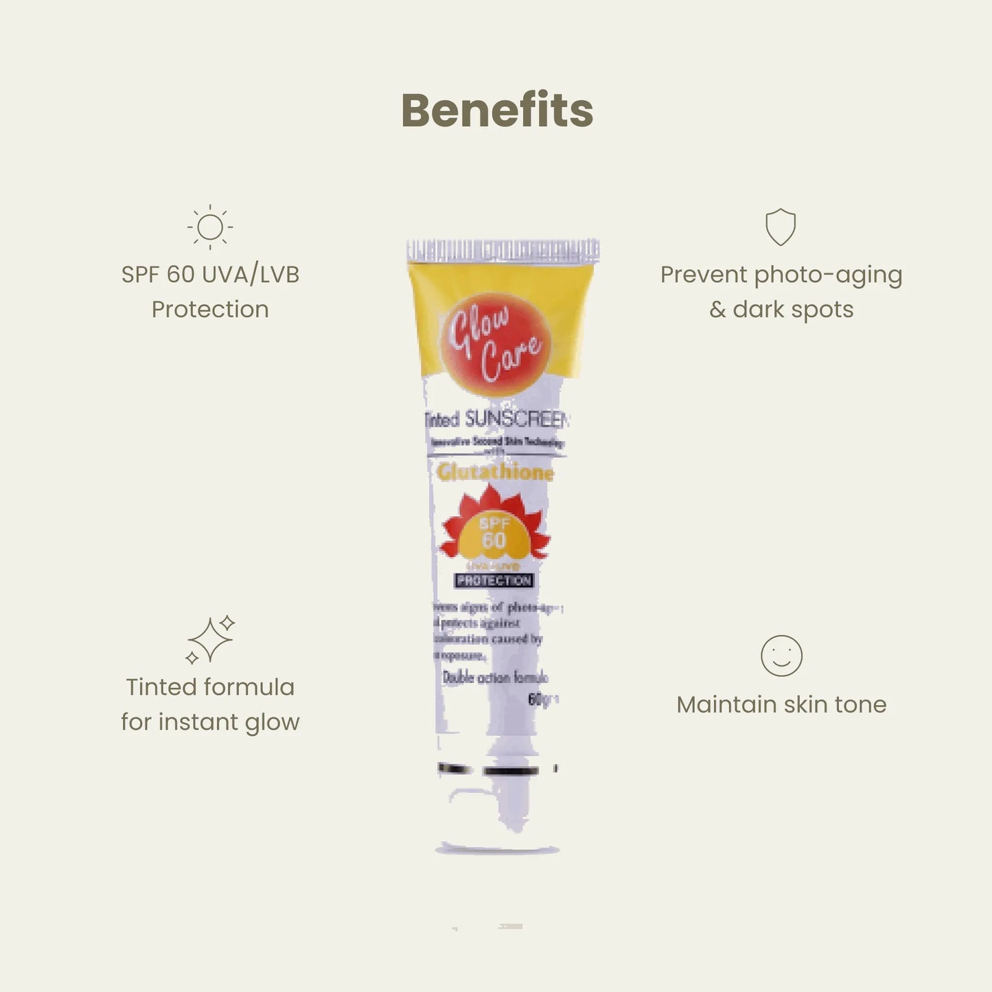 GlowCare Sunscreen SPF 60 | Zinc Oxide + Avobenzone