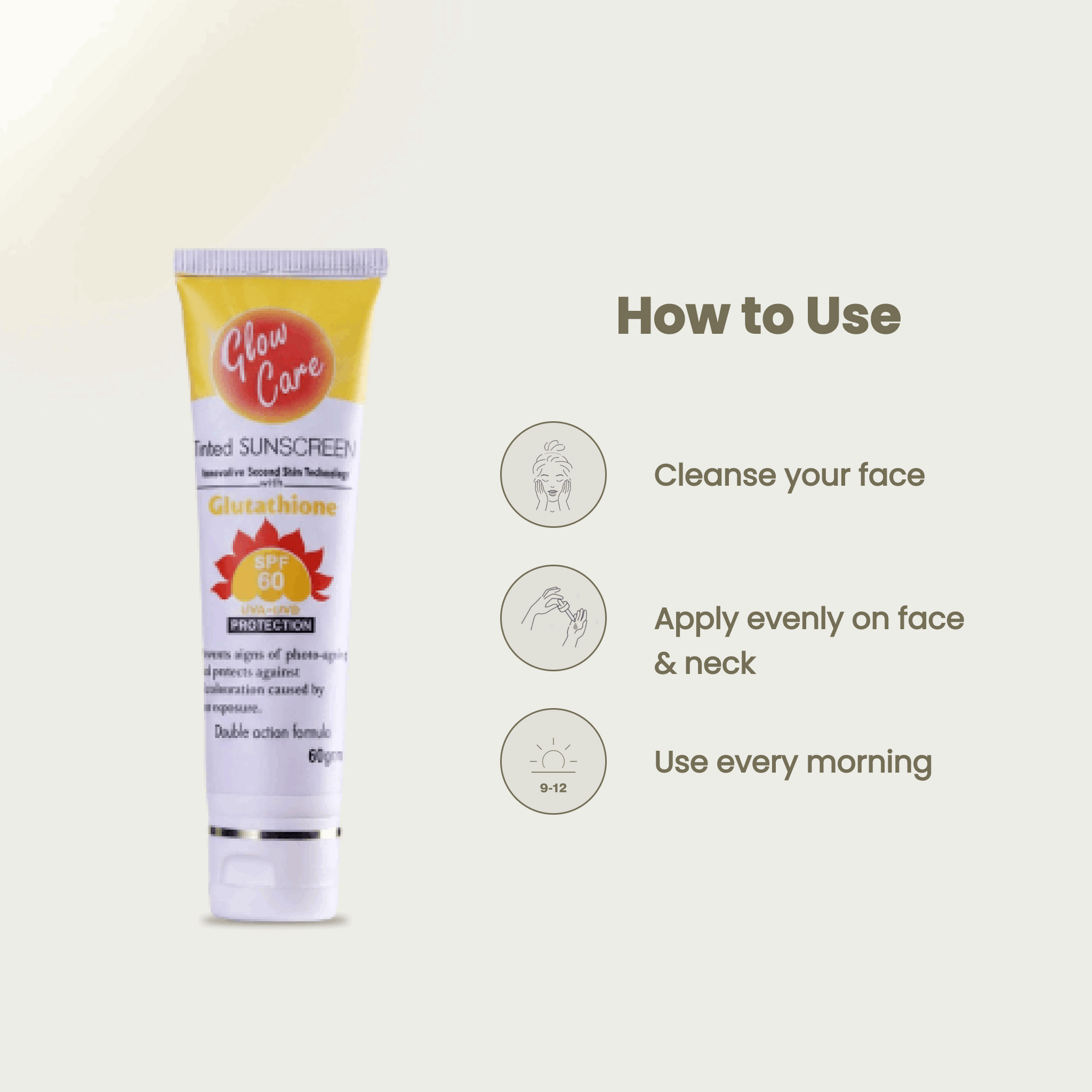 GlowCare Sunscreen SPF 60 | Zinc Oxide + Avobenzone