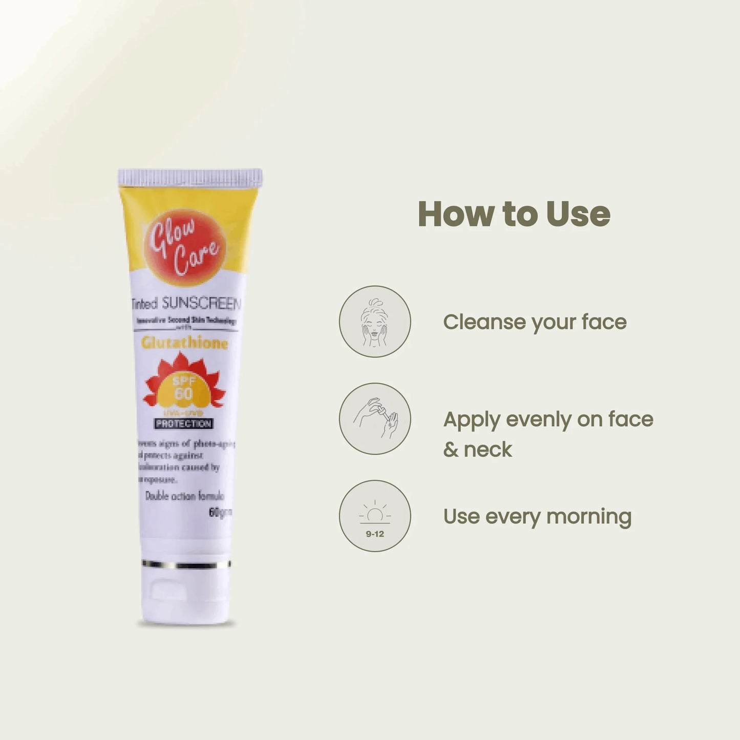 GlowCare Sunscreen SPF 60 | Zinc Oxide + Avobenzone